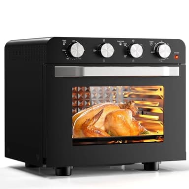 Karinear Mini Forno ad Aria 36 L, 6 in 1 Forno + Friggitrice ad Aria, 1800W Air Fryer di Manopola, Barbecue, Cuocere, Circolazione d'Aria Calda a 360°, Temperatura fino a 230°, 60 Minutes Timer, Nero