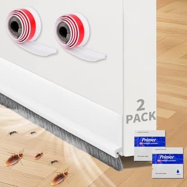 HOMIKLSA Guarnizione Autoadesiva per Porte 2 Pezzi – Paraspifferi con Spazzola per Porte e Finestre, Isolante Acustico, Risparmio Energetico, Protezione da Freddo, Insetti e Polvere (100×5 cm)