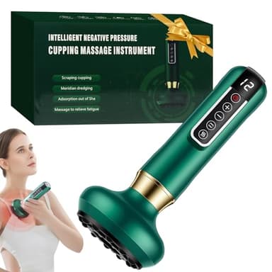HASAIKA® Massaggiatore Elettrico a Coppettazione, Regolazione della temperatura di aspirazione a 12 posizioni, Adatto per il massaggio di tutto il corpo (Verde)