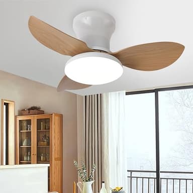 EKDADL 65CM Silenzioso Ventilatore da Soffitto con Luce e Telecomando 6 Velocità 0%-100% Dimmerabile 3 Pale Plafoniera Ventilatore da Soffitto