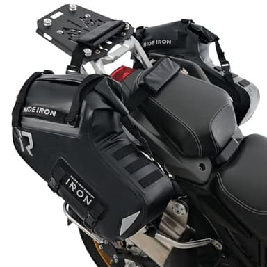 RIDEIRON Borse Moto Impermeabili 28L (2x14L) – Borsa Laterale Universale per Moto, Borsa Posteriore, Rolltop, Chiusura Rapida, Logo Riflettente, 500D PVC, Tracolla, per Touring e Uso Quotidiano