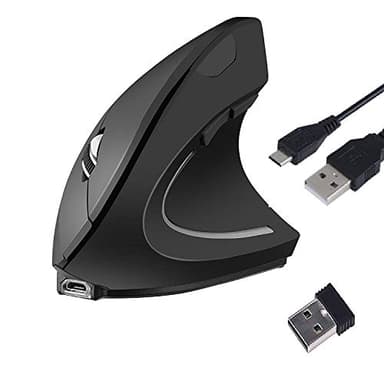 Mouse Verticale Ergonomico Wireless USB Ricaricabile Ottico 2.4G ad Alta Precisione Adjustable 800/1200/1600 DPI, 5 Pulsanti Per PC/Laptop/Mac