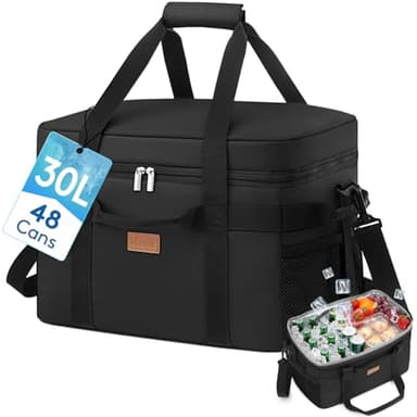Lifewit Borsa Termica 30L, Borsa Frigo Grande per Uomini & Donne, Cooler Bag Portatile con Manici Multipli, Borsa Porta Pranzo, Lunch Bag per Picnic, Campeggio, Barbecue, Nero