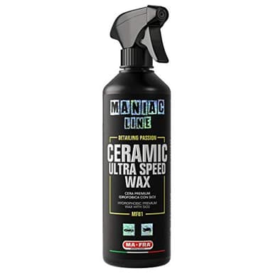 Mafra, Maniac Line For Car Detailing, Ceramic Ultra Speed Wax, Cera Premium Idrofobica con SiO2, Cera Spray Sigillante, Crea uno Scudo Protettivo Autopulente, 500ml