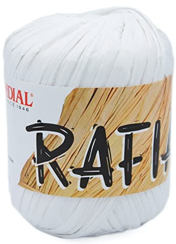 Gomitolo Rafia Lane Mondial 50 gr 100% viscosa naturale uncinetto 4-4,5 vari colori borse mare accessori cappellini arredo casa (978 Bianco)