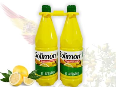 Confezione 2 × 1 L Solimón Succo di Limone • 100% Naturale • Tappi a vite di sicurezza • Non da concentrato • Prodotto spagnolo