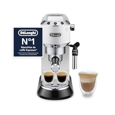 De'Longhi Dedica EC685.W Macchina da Caffè Espresso Manuale e Cappuccino, Caffè in Polvere o in Cialde E.S.E., 1350 W, Bianco