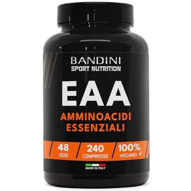 Bandini® EAA Aminoacidi Essenziali 240 COMPRESSE - Con 9 Amminoacidi Intra Pre e Post Workout - Favorisce la crescita ed il recupero muscolare - Essential Amino - Essenziale, Vegan e senza zuccheri