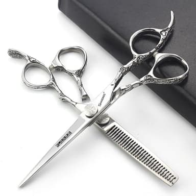 Tagliacapelli professionali da 6/7 pollici, tagliacapelli affilati in acciaio inossidabile, forbici specifiche per parrucchieri. (7 pollici -2pc-D)