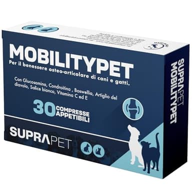 Suprapet MobilityPet Cani e Gatti - Supporto per Ossa e Cartilagini - Con Boswelia Glucosammina, Condroitina, MSM, Artiglio, Vitamina C (30 compresse)