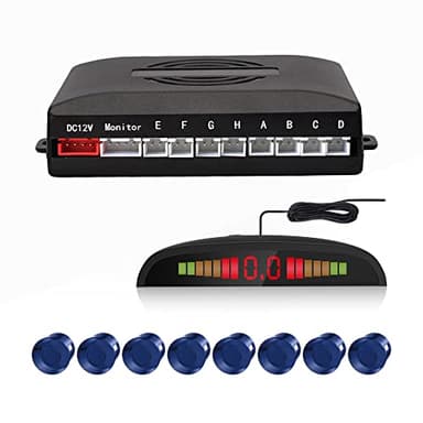 Kit 8 Sensori di Parcheggio Radar, Cocar LED Display Rilevamento Distanza + 8 Sensori + Sostegno Suono di Allarme(Blu)