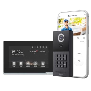 NIVIAN Videocitofono Intelligente WiFi Full HD per Esterno con Touch Monitor, tastiera di accesso, Connessione a 2 Fili, Controllo Smartphone App TUYA, Registrazioni MicroSD
