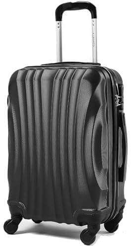 R.Leone Ryanair 55x40x20cm Valigia Trolley Bagaglio a mano Rigido Ultraleggero in ABS 4 Ruote smontabile Rimovibili Autonome 20373N (Valigia 55X40X20cm, Nero)