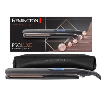 Remington Piastra Capelli - Piastre Strette in Ceramica strette Lunghe 110 mm - Tecnologia OPTIheat: risultati duraturi; Imp. Pro+ per Styling delicato; Display Dig; Riscaldamento Fast, ProLuxe S9100B