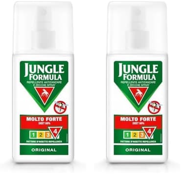 JUNGLE FORMULA Molto Forte Spray Antizanzare - Repellente Per Insetti Con Azione Protettiva Duratura - 9 ore di protezione - 75 ml (Confezione da 2)