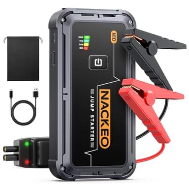 Avviatore Batteria Auto 5000A, Avviatore di Emergenza per Auto/Moto (Fino a 9.0L Gas/8.5L Diesel) 12V Booster Avviamento con Torcia a LED, Ricarica Rapida, Cavi Avviamento, Compatto