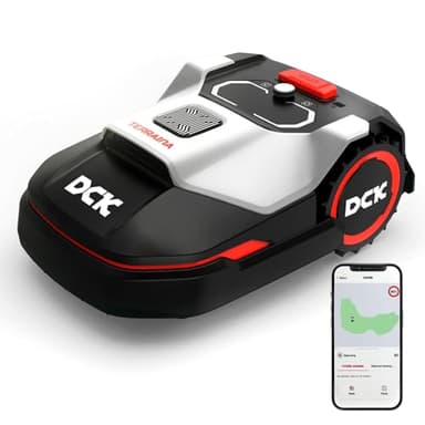 DCK Tagliaerba Robot 600㎡ con Controllo App, Pendenza 40%, Rasaerba con Impostazione del Programma di Taglio, Altezza di taglio 30-60MM, Sensore Pioggia, Connessione WiFi e Bluetooth, 54dB, IPX5