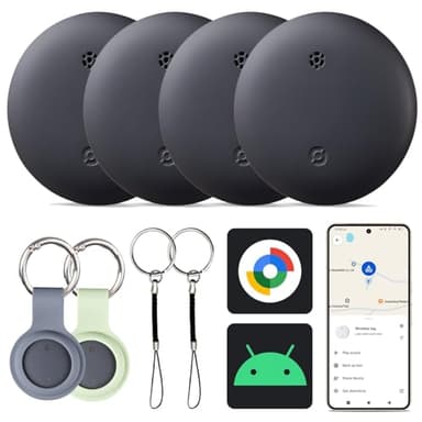 Reyke Android Tracker, Smart Tag compatibile con Google Find My (solo Android), localizzatore per chiavi, bagagli, valigia, portafoglio, confezione da 4
