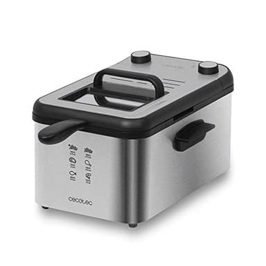 Cecotec Friggitrice Elettrica CleanFry 3000 Full INOX. Friggitrice da 3 litri, Filtro OilCleaner, 2400 W, Vasca, Cestello per Friggere, Lavabile in Lavastoviglie, 30 Minuti e Vasca in Acciaio