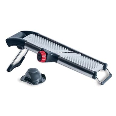 Lacor - 60274 - Mandolino ProSlice, 2 lame, 2 tipi di taglio, Fette 0-9 mm, Julienne 4,5 e 9 mm, Protezione per le dita, Lama staccabile, Acciaio inossidabile, 41,5x13,5 cm