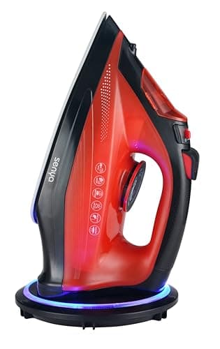 SENYA - Ferro da stiro a vapore senza fili, flusso di vapore 35 g/min, 2400 W suola in ceramica, rimozione della stiratura verticale rosso semplice Move V2