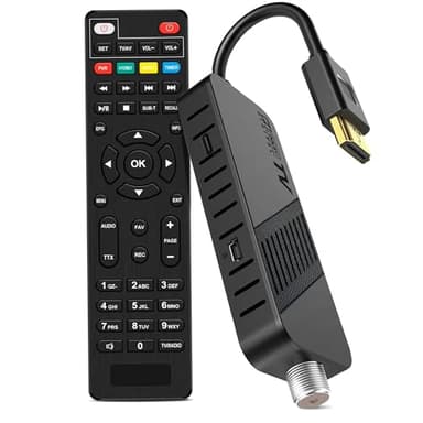 LEYF Ricevitore satellitare DVB-S2, Full HD 1080P, HDMI TV Stick, ricevitore satellitare, nascosto dietro TV, display digitale, H265 HEVC Main 10 bit, telecomando universale 2 in 1, USB