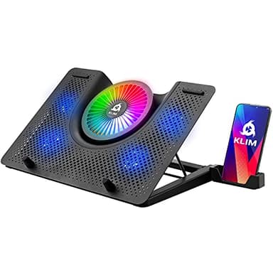 KLIM Nova - Base di raffreddamento RGB per PC portatili da 11" a 17" - Supporto di raffreddamento per laptop da gaming - USB - Stabile e silenzioso - Compatibile con Mac e PS4 - Novità Versione