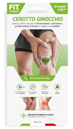 FIT Therapy – Cerotti Antidolorifici e Antinfiammatori Ginocchio - Per Tendinite, Gonalgia, Artrosi e Dolori Articolari – NON SCALDA, Impermeabile, Senza Farmaci, Dura 5 Giorni (10 Cerotti)