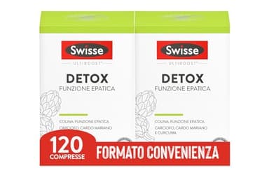 Swisse Ultiboost Detox Funzione Epatica - 120 Compresse, Colina, carciofo, cardo mariano, curcuma, azione detossificante, integratore detox, 2 compresse al giorno, Detox 120 Compresse