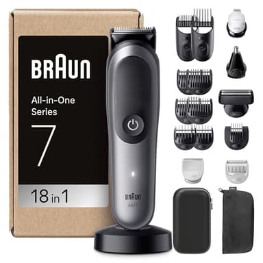 Braun Rifinitore All-in-One Series 7 18in1, ProBlade, AutoSense, AIO7585, Grigio