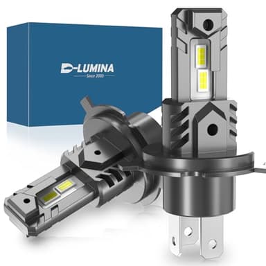 D-Lumina Lampadina H4 LED Canbus 100W 16000LM, 6500K Bianco Freddo 400% Brillante 1:1 Formato Mini, Sostituzione Alogena, Plug and Play, 2 pezzi