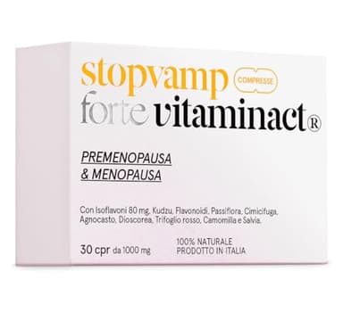 Stopvamp Menopausa Integratore Azione Forte 8 in 1 - Elimina Vampate, Gonfiore Addominale e Sudorazione - Alto Contenuto di Isoflavoni 80mg - Regolarizza L'attività Ormonale - Con Kudzu -100% Naturale