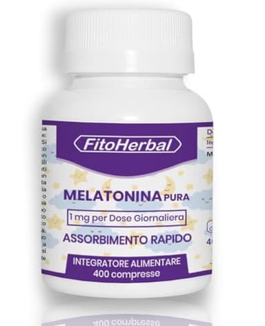 MELATONINA PURA FORTE | Integratore per Dormire | Alto Dosaggio da 1 mg | 400 Mini Compresse Facili da Deglutire |Supporto per Sonno Naturale e Ristoratore | Scorta + 13 Mesi | FitoHerbal