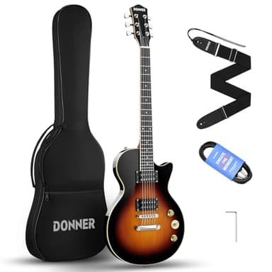 Donner LP Chitarra Elettrica Kit da 39 pollici Chitarre Elettriche con borsa, cinturino, cavo (Sunburst, DLP-124G)