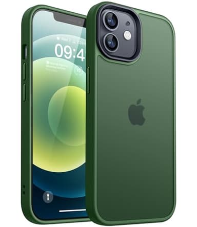 CANSHN Cover Opaca per iPhone 12 e iPhone 12 Pro(6,1 Pollici), Custodia Traslucida Opaca Protettiva Sottile Antiurto - Verde Scuro