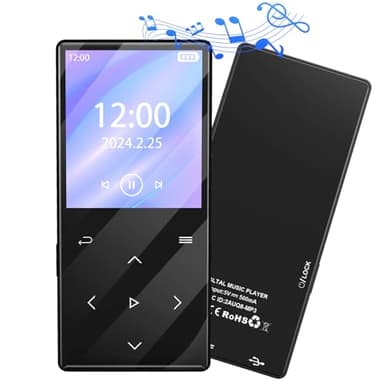 Gueray 64GB Lettore MP3 con Bluetooth 5.0 Lettore Musicale Digitale Portatile con Suono HiFi Altoparlante Integrato Supporto Radio FM Registratore Vocale Carta TF