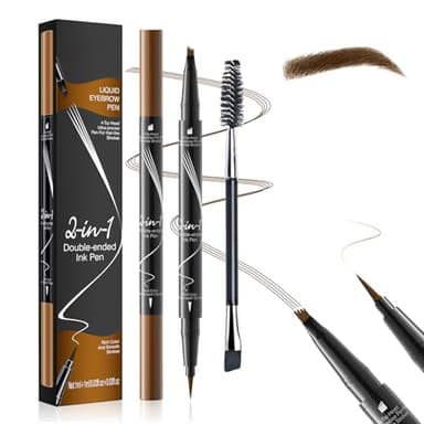 LAXISCREED Matita Sopracciglia Microblading Waterproof 2 in 1, Penna Eyeliner e Sopracciglia a 4 Punte, Professionale a Lunga Durata per Effetto Naturale Pelo a Pelo (Marrone chiaro)