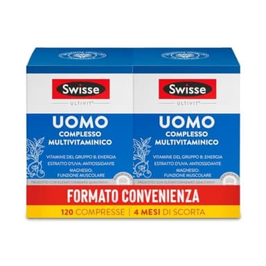 SWISSE Ultivit - Multivitaminico Uomo con Vitamina C D e Zinco per Supporto Sistema Immunitario Adulti, Integratori con Magnesio Biotina e Ferro per Metabolismo Energetico, 120 Compresse