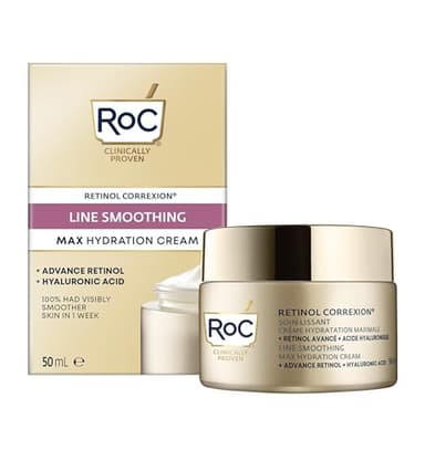 RoC - Retinol Correxion Line Smoothing Idratazione Massima - Trattamento Antirughe Intensivo - Pelle Più Liscia e Luminosa - Acido Ialuronico - 50 ml
