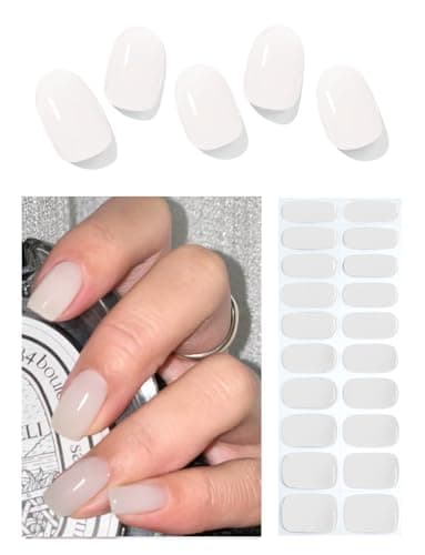 Wahrshei Unghie Gel Adesive UV | Latteo Trasparente Smalto Adesivo Gel UV | 20 PCS Pellicola per Unghie Autoadesiva | Adesivi per unghie in gel, Impacchi di Smalto Gel per Unghie