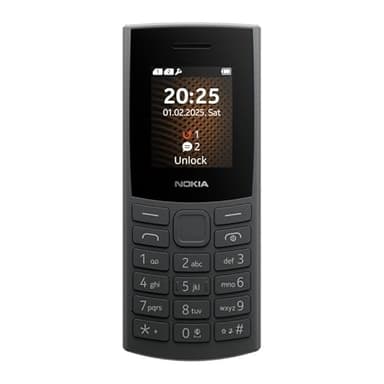 Nokia 105 4G 2025 Telefono Cellulare 4G, Nero, Dual SIM, Display 1,8 Pollici, Batteria 1020 mAh, Radio FM