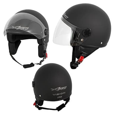Casco Jet Demi Scooter Moto Omologato ECE 22 Visiera Antigraffio Nero Opaco M