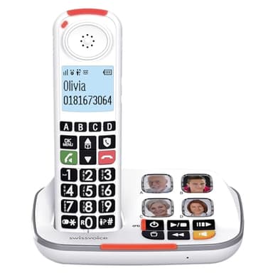 SWISSVOICE - Xtra 2355 - DECT - Telefono fisso cordless per anziani con segreteria - Tasti grandi - Audio Boost - Suonerie forti - Compatibile con apparecchi acustici - Blocco chiamate
