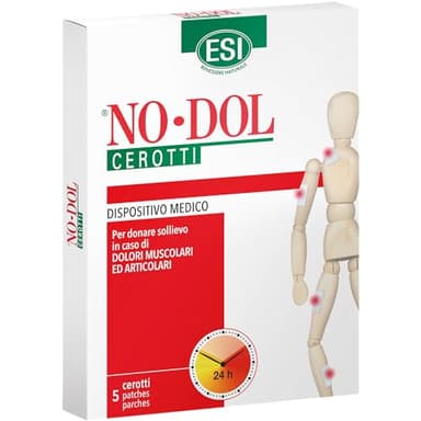 ESI - No-Dol Cerotti con Arnica, Artiglio del Diavolo e Canfora, Allevia Dolori Muscolari, Articolari e Contratture, Dona Sollievo Fino a 24 Ore, Senza Coloranti e Parabeni, 5 Pezzi