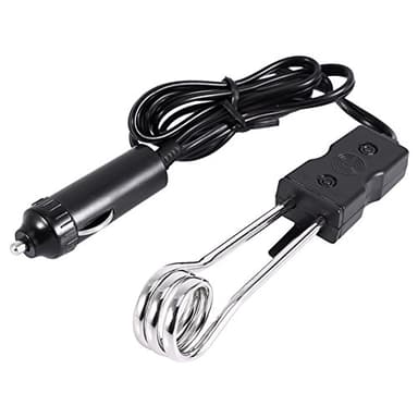 Riscaldatore ad immersione per auto, scaldabagno elettrico automatico portatile da 12 V, riscaldatore sicuro, per viaggi in campeggio picnic acqua bollente all'aperto caffè o tè, 120-140W