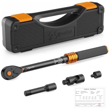 ss shovan Chiave Dinamometrica Moto 3/8 pollici con Testa Reversible 72 Denti, Chiavi Dinamometrica Set 5-60 Nm per Bicicletta, Moto e Auto, Adaptador 3/8" a 1/4", Giunto Universale, 75 mm Estensione