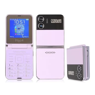 Flip Cellulare Senior, Design Flip Display a Doppio Schermo Pulsanti Grandi Quadrante Rapido Suono Chiaro Torcia LED per Fotocamera HD (PURPLE)