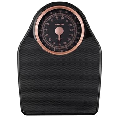 Salter 145 RGFEU16 Bilancia meccanica Doctor Style - capacità massima 150 Kg, quadrante di facile lettura con puntatore rotante, ampia piattaforma con tappetino in vinile, senza batteria, oro rosa
