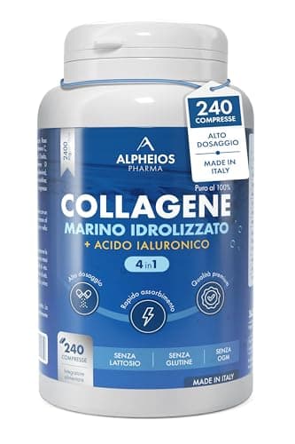 Collagene Marino con Acido Ialuronico - 240 Compresse 2400mg di Collagene Idrolizzato, Integratore con Biotina + Zinco + Selenio + Vitamina C + Coenzima Q10 per Pelle, Capelli, Unghie e Articolazioni