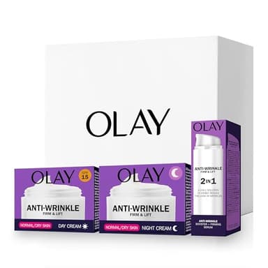 Olay Anti-Rughe Tonifica & Rassoda Set Regalo: Crema Giorno + Crema Notte + Siero 2in1 50ml, Skin Care Anti-Età